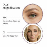 FANCII Taylor LED compact mirror dual magnification 10X close-up and 1X full-face view demonstration