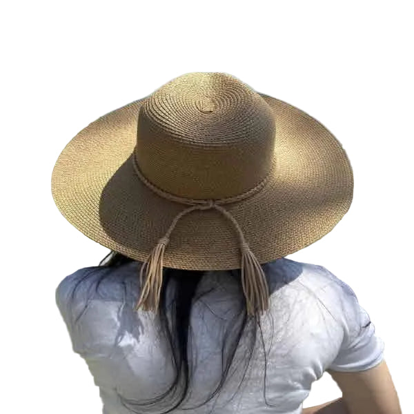QUEENS INC | Wide Brim Straw Hat With Braided Band