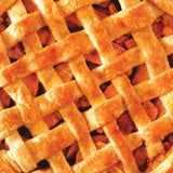 Close-up of a golden lattice-crust pie