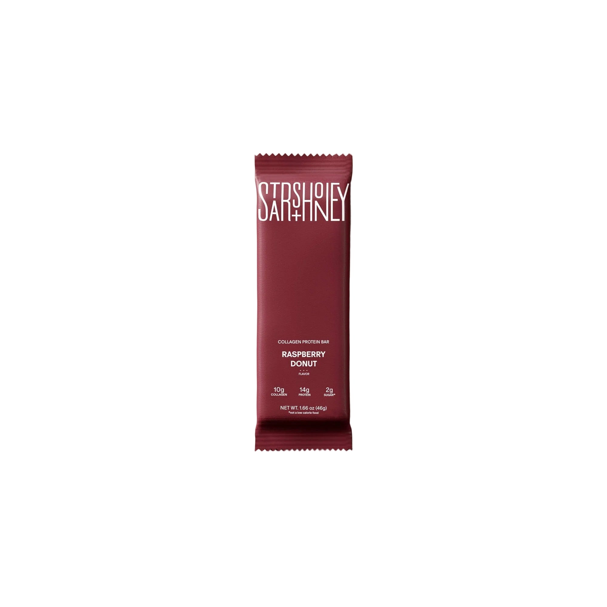 STARS + HONEY Raspberry Donut Collagen Protein Bar 45g on neutral background