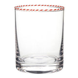 Peppermint Twist red and white striped DOF glass on white background