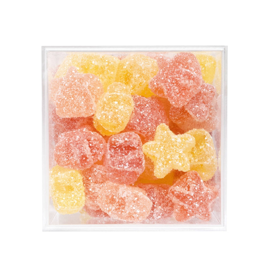 Sugarfina Pumpkin Super Sour Stars small box of sour gummy candies in orange and yellow