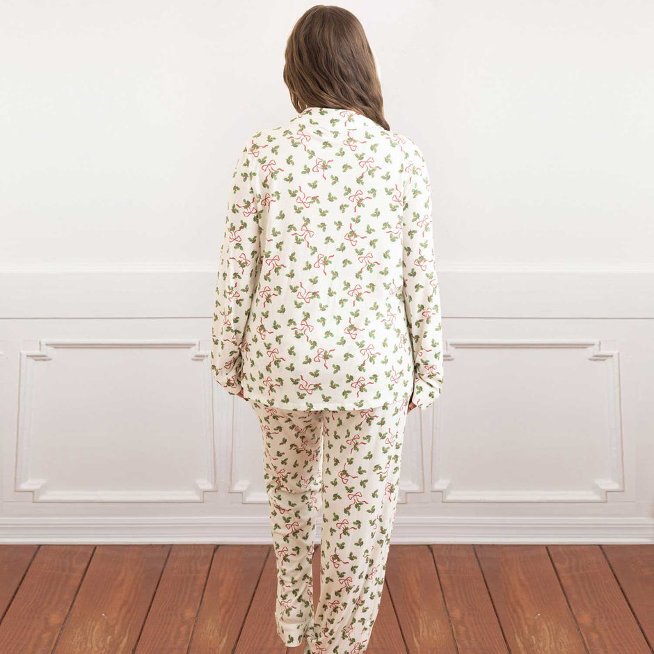 8 OAK LANE | Jingle Bow Luxe Long PJ Set