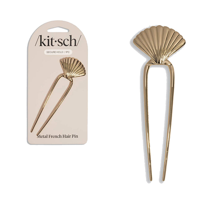 KITSCH | Metal Clam Shell French Hair Pin - Gold