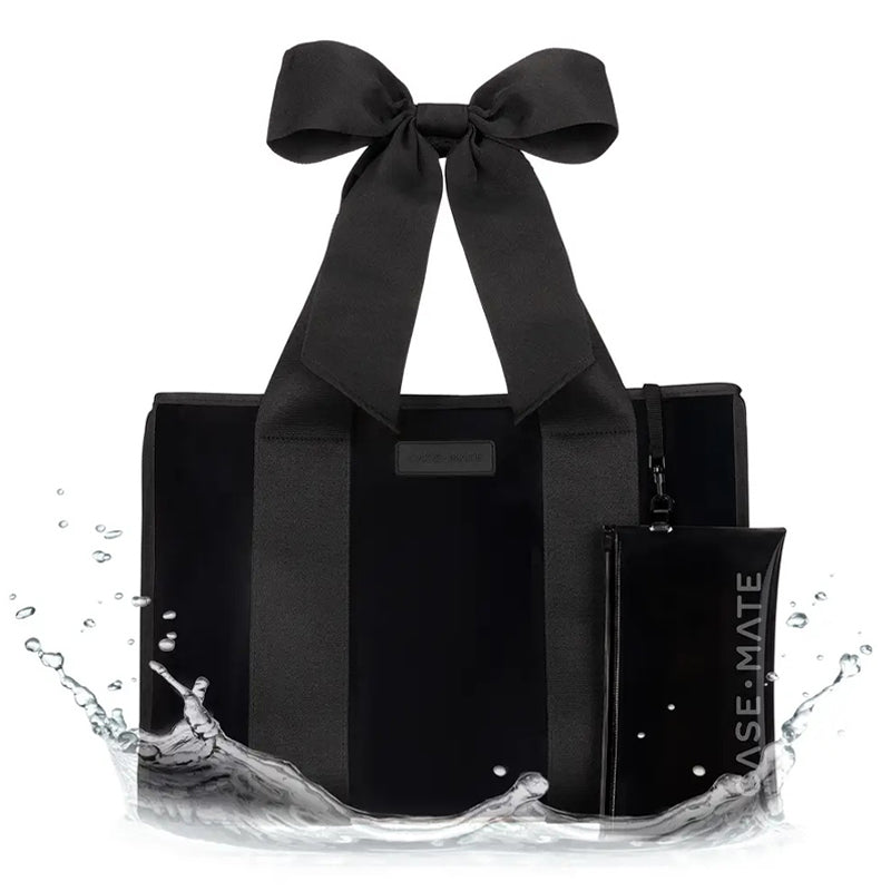 CASE-MATE | Midnight Black Bow Beach Tote w/ Phone Pouch