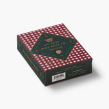 Rifle Paper Co. Beary Christmas mini jigsaw puzzle box with red gingham and green floral design, 100 pieces