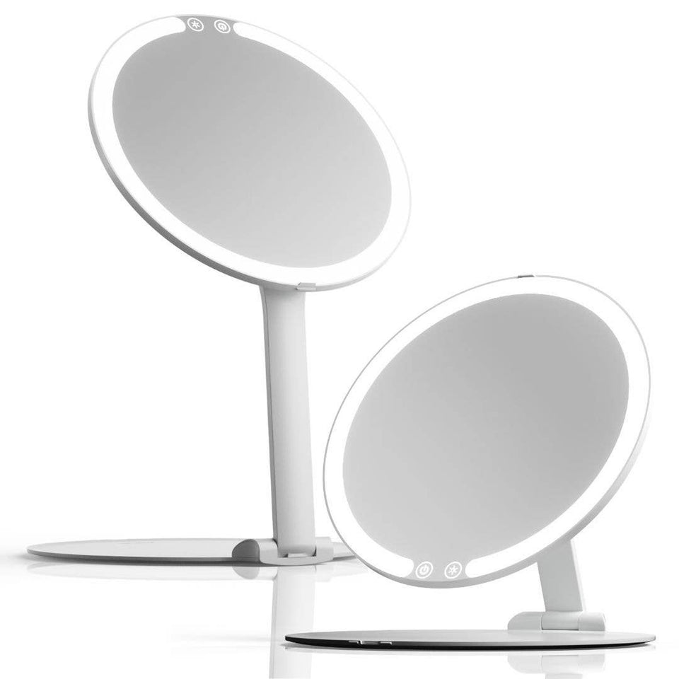 FANCII Abigail Rechargeable Travel Mirror with LED Light - White