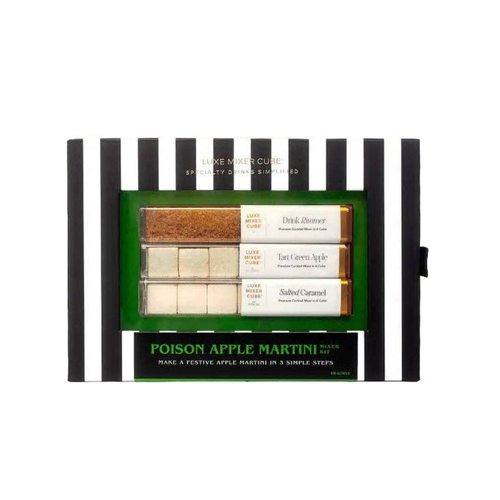 Poison Apple Mixer Kit in a black and white striped box with three tubes of cubes