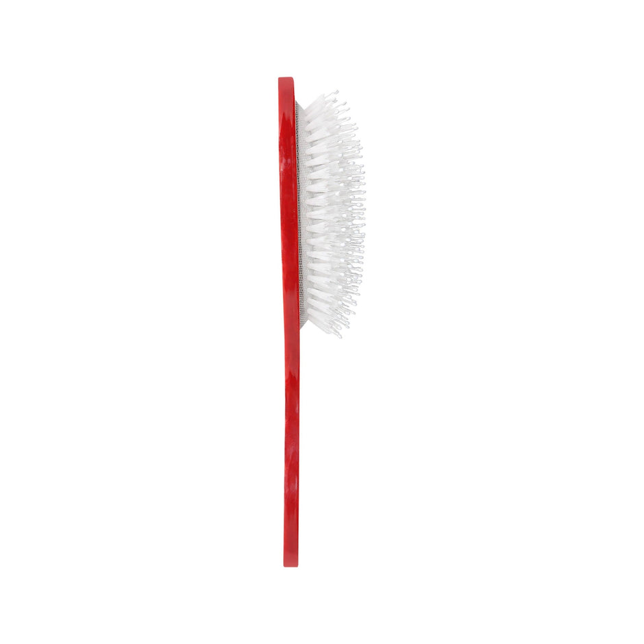Red Sakura Blossom eco-friendly hand-painted brush with white bristles on white background
