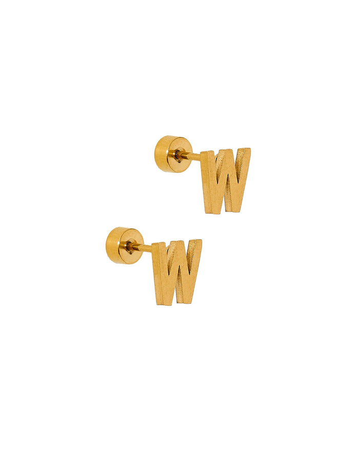 LINNY CO | Screwback Stud Earrings - Initial W