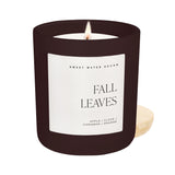 Sweet Water Decor Fall Leaves 15 oz soy candle in matte dark brown jar with white label
