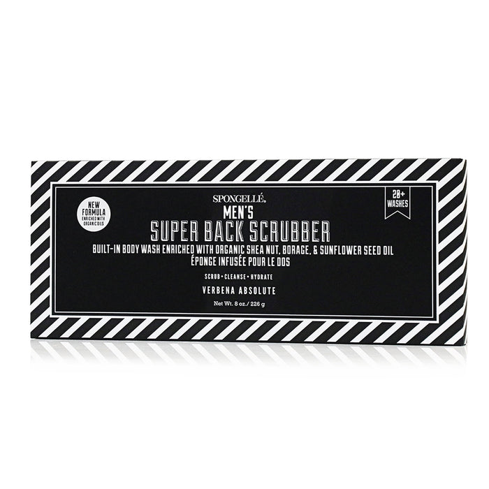 Spongellé Men's Super Back Scrubber body wash sponge with verbena scent, 9 oz