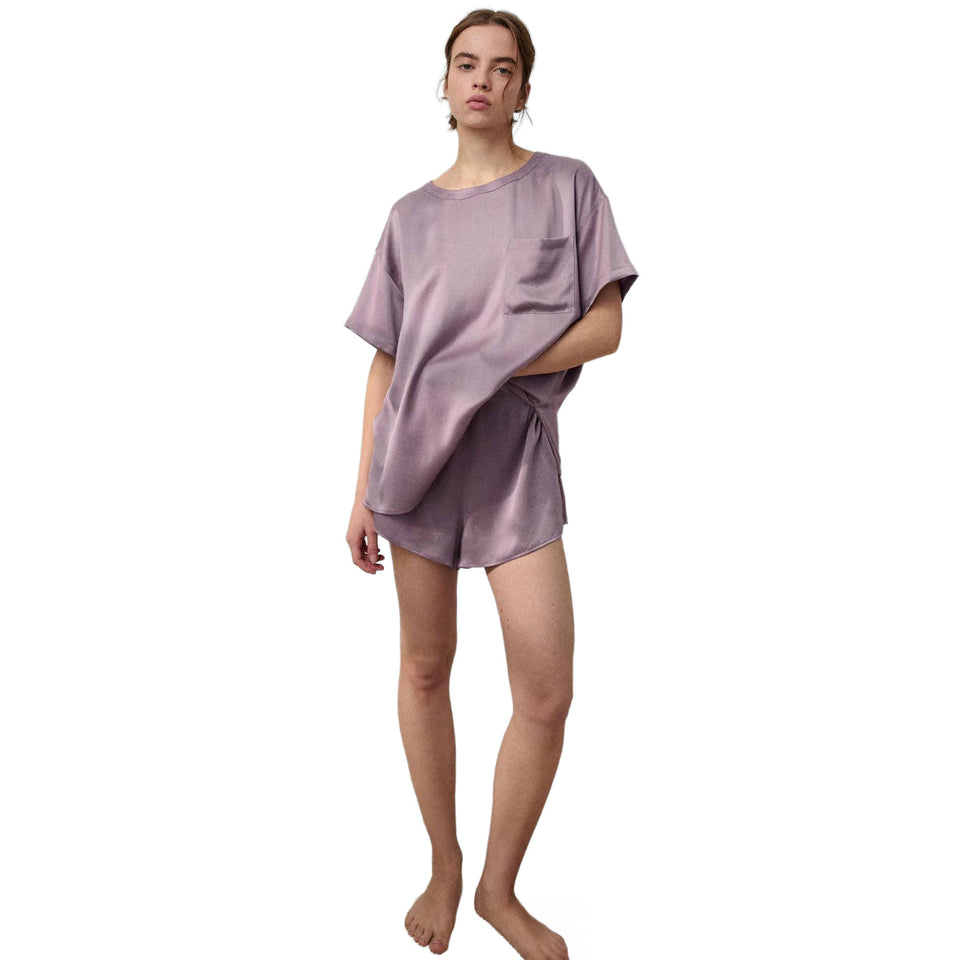 LUNYA | Washable Silk Tee Short Set - Frosted Crocus