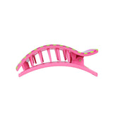 TELETIES Summer Crush Large Flat Rectangle Hair Clip in hot pink with neon green accents