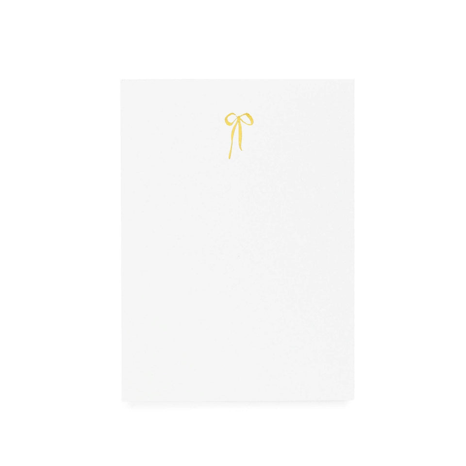 Sugar Paper mini pad with gold bow design on white background