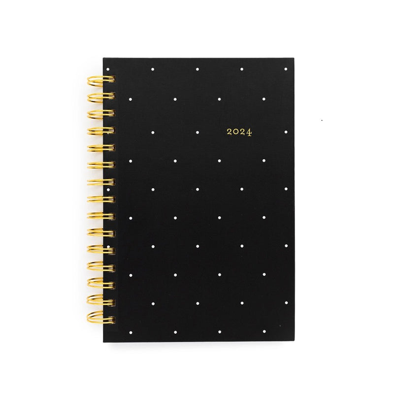 sugar-paper-2024-small-spiral-planner-black-swiss-dot-cover