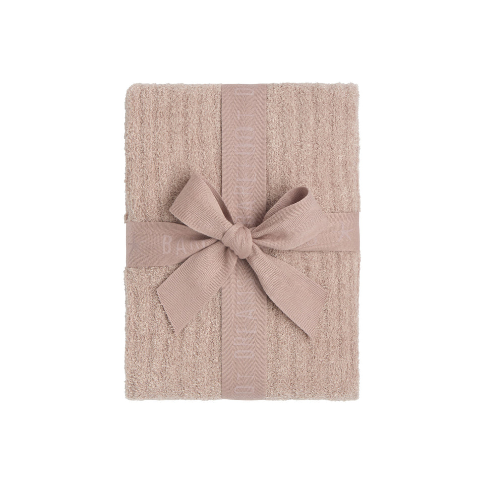 CozyChic Lite Ribbed Baby Blanket in Faded Rose, folded and tied with a ribbon bow