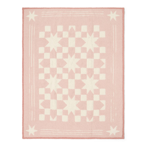 CozyChic Star Quilt Baby Stroller Blanket in Dusty Rose Multi, laid flat