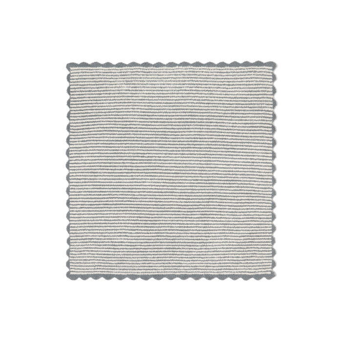 CozyChic Stripe Scallop Receiving Blanket in Blue Cove / Cream, laid flat