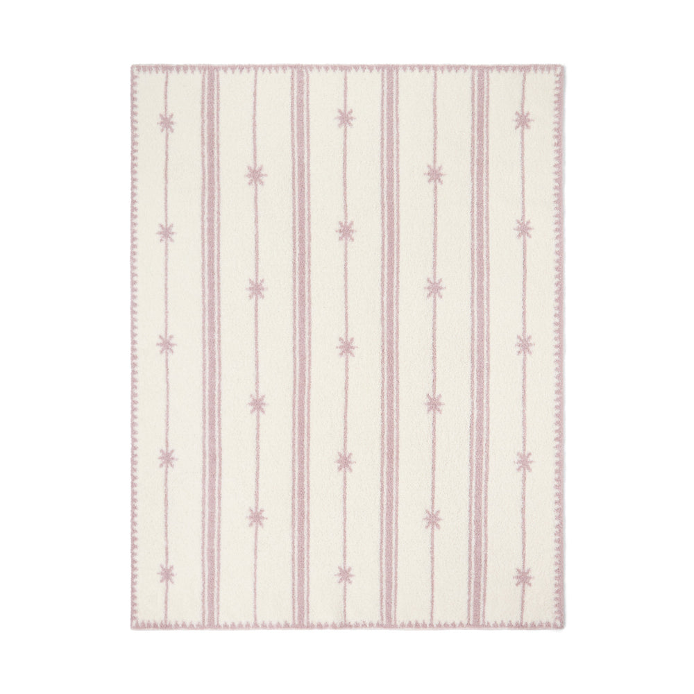 Faded Rose/Cream, CozyChic Folklore Star Stroller Blanket in Faded Rose / Cream, laid flat