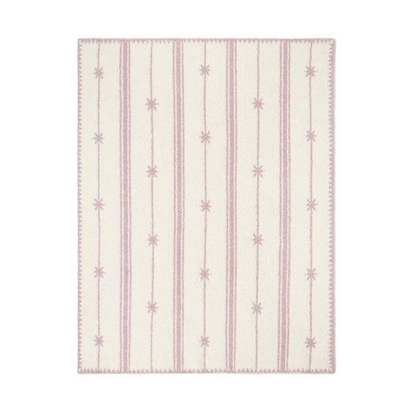 Faded Rose/Cream, CozyChic Folklore Star Stroller Blanket in Faded Rose / Cream, laid flat