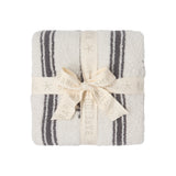 BAREFOOT DREAMS | CozyChic® Folklore Star Baby Stroller Blanket — Slate Blue/Cream, CozyChic Folklore Star Stroller Blanket in Slate Blue / Cream, folded and tied with a ribbon bow