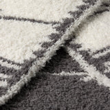 BAREFOOT DREAMS | CozyChic® Folklore Star Baby Stroller Blanket — Slate Blue/Cream, Close-up of the CozyChic Folklore Star Stroller Blanket fabric in Slate Blue / Cream