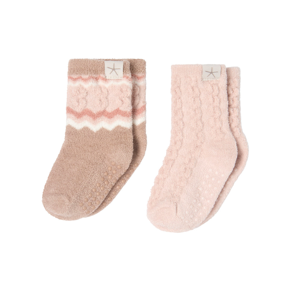 Two pairs of baby socks from the Fairisle sock set in Willow Multi