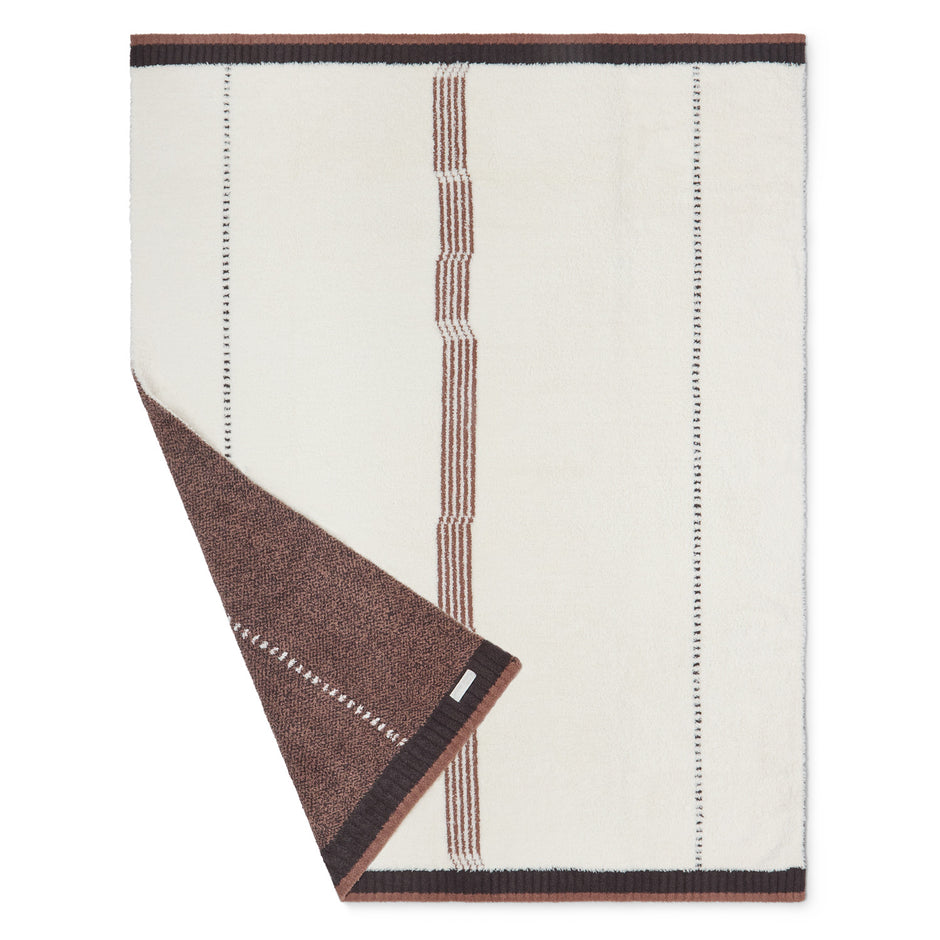 Second flat view of the CozyChic Sorrento Stripe Throw in Cream Multi