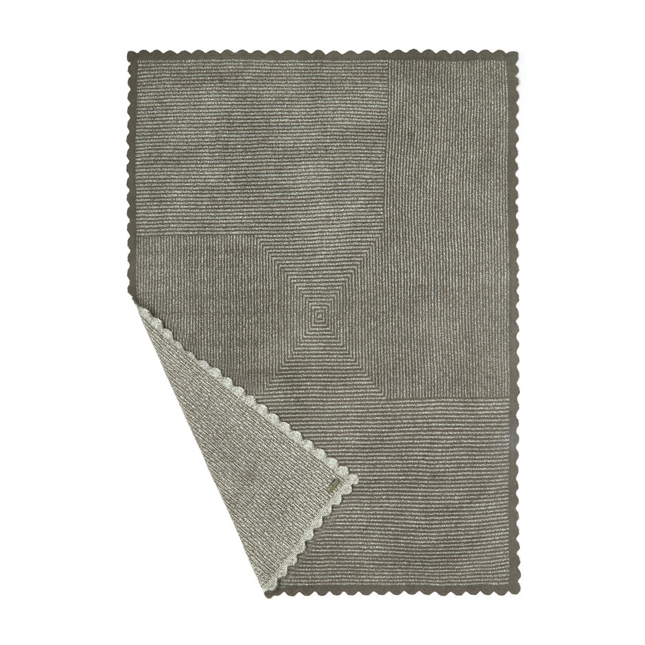 Second flat view of the CozyChic Scallop Stripe Throw in Olive Branch / Cream