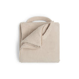 BAREFOOT DREAMS | CozyChic® Rib Travel Blanket — stone, CozyChic Rib Travel Blanket in Stone, folded with its carry handle