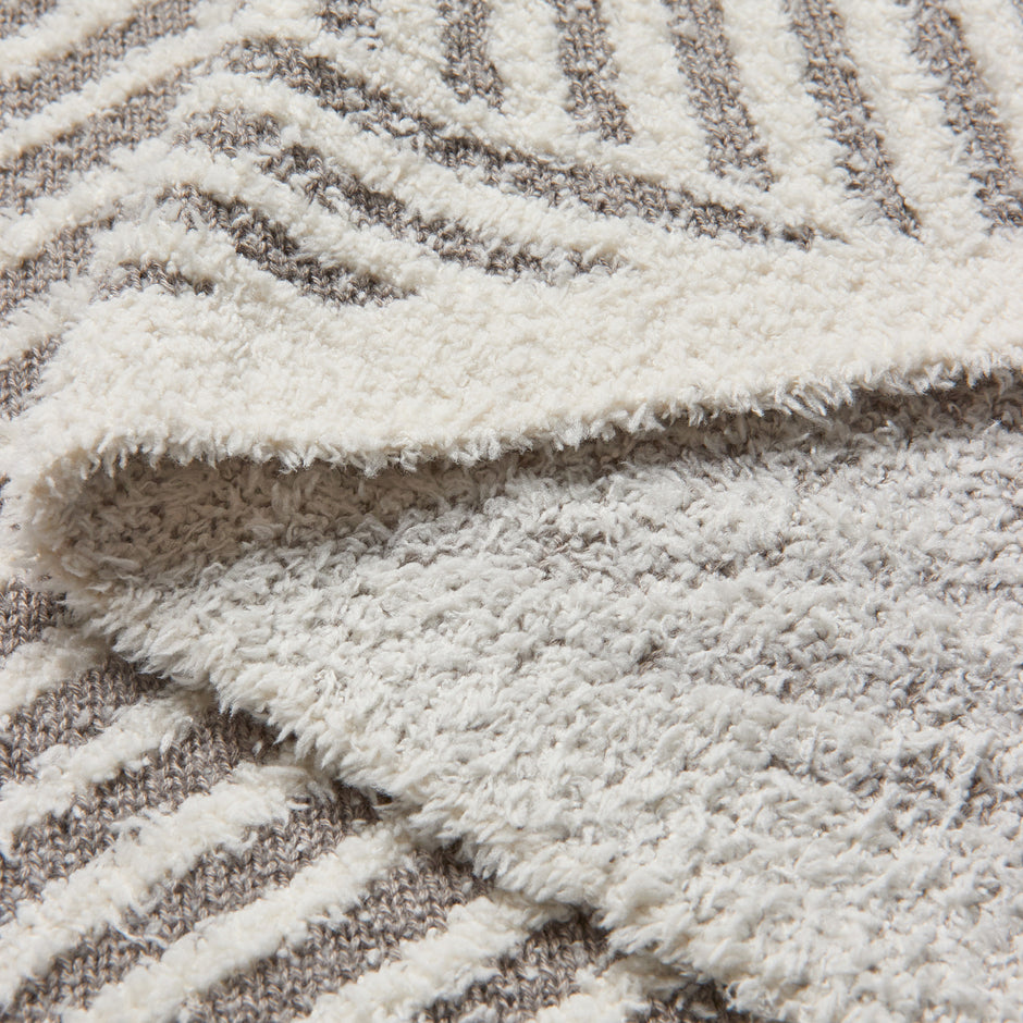 BAREFOOT DREAMS | CozyChic® Cotton Linea Mixed Stripe Throw - Cream/Pewter