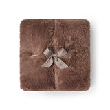 BAREFOOT DREAMS | Cloud Faux Fur Throw — sable, Cloud Faux Fur Throw in Sable, folded and tied with a ribbon bow