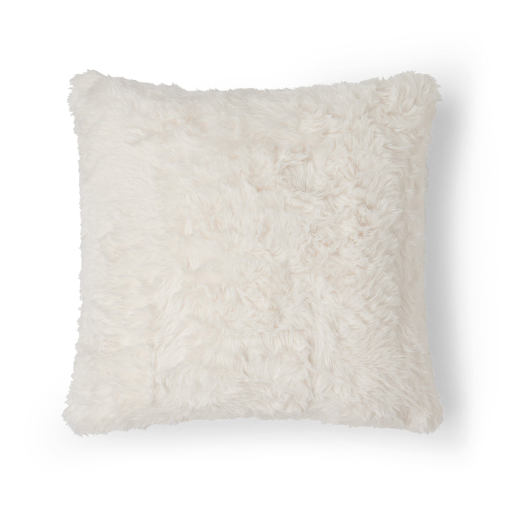 Cream, Cloud Faux Fur Pillow in Cream, front view