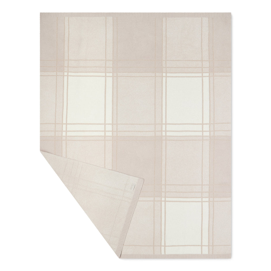 Second flat view of the CozyChic Cotton Buffalo Plaid Throw in Stone Multi