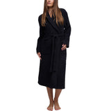 Model wearing the Skull and Bones Robe in Black, front view