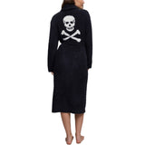 Back of the Skull and Bones Robe in Black with a white skull and crossbones graphic