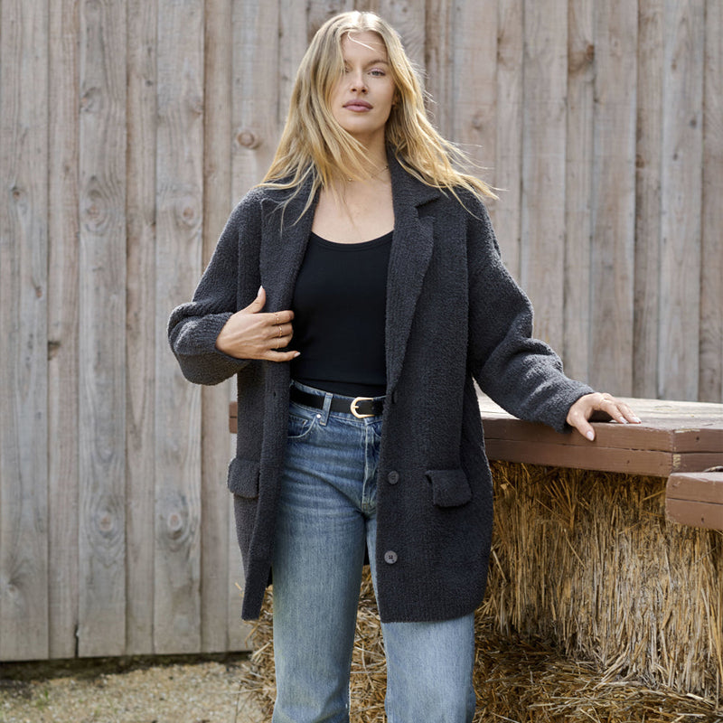 BAREFOOT DREAMS | CozyChic®Rib Oversized Notch Collar Blazer