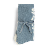 BAREFOOT DREAMS | CozyChic® Holiday Sock Set — Blue Aura/Pearl, CozyChic Holiday Sock Set in Blue Aura / Pearl, folded and tied with a ribbon bow