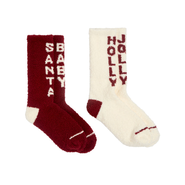 Crimson/Pearl, CozyChic Holiday Sock Set in Crimson / Pearl, back view