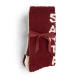 BAREFOOT DREAMS | CozyChic® Holiday Sock Set — Crimson/Pearl, CozyChic Holiday Sock Set in Crimson / Pearl, folded and tied with a ribbon bow