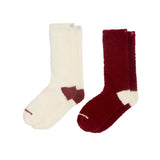 BAREFOOT DREAMS | CozyChic® Holiday Sock Set — Crimson/Pearl, CozyChic Holiday Sock Set in Crimson / Pearl, front view