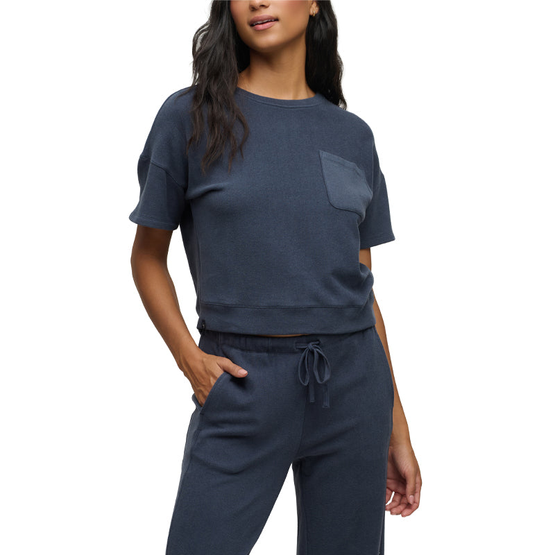 BAREFOOT DREAMS | Brushed Fleece Short Sleeve Dropped Shoulder Pullover