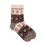 CozyChic Lined FairIsle Slipper Socks in Umber Multi, shown as a pair