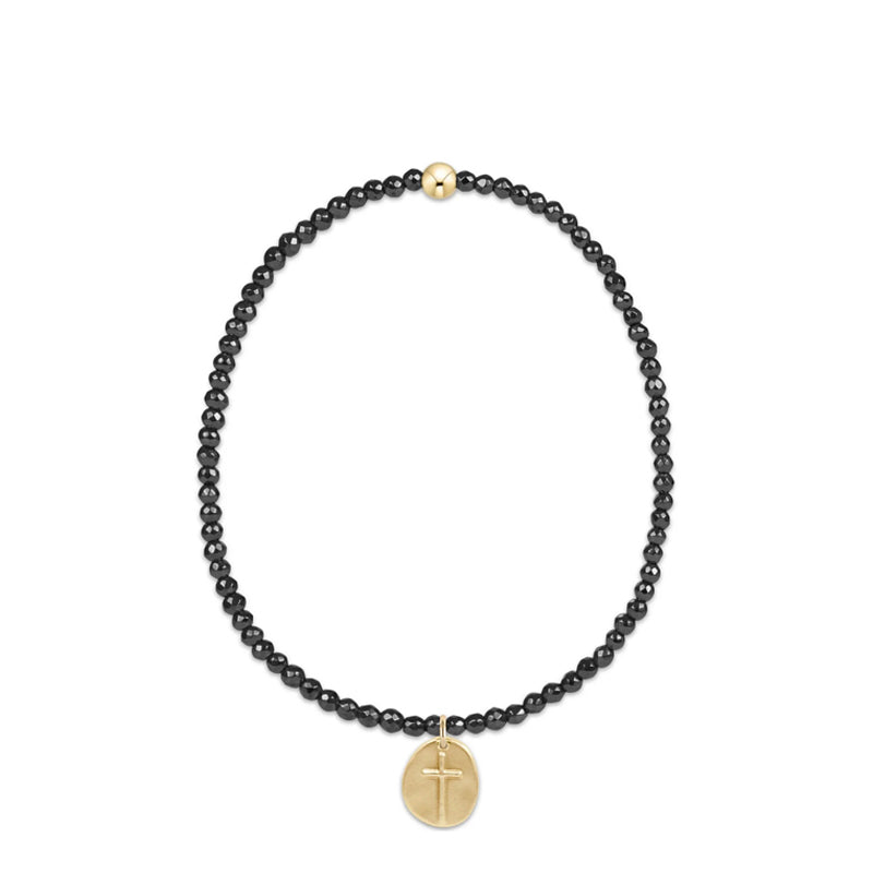 ENEWTON |  Faceted Hematite 2mm Bead Bracelet - Inspire Small Gold Charm
