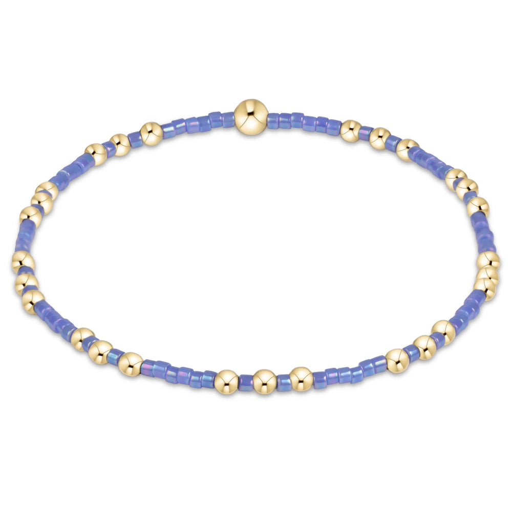 eNewton Hope Joy bracelet in Bright Blue with 2mm seed beads and 14kt gold-filled beads on a stretch cord