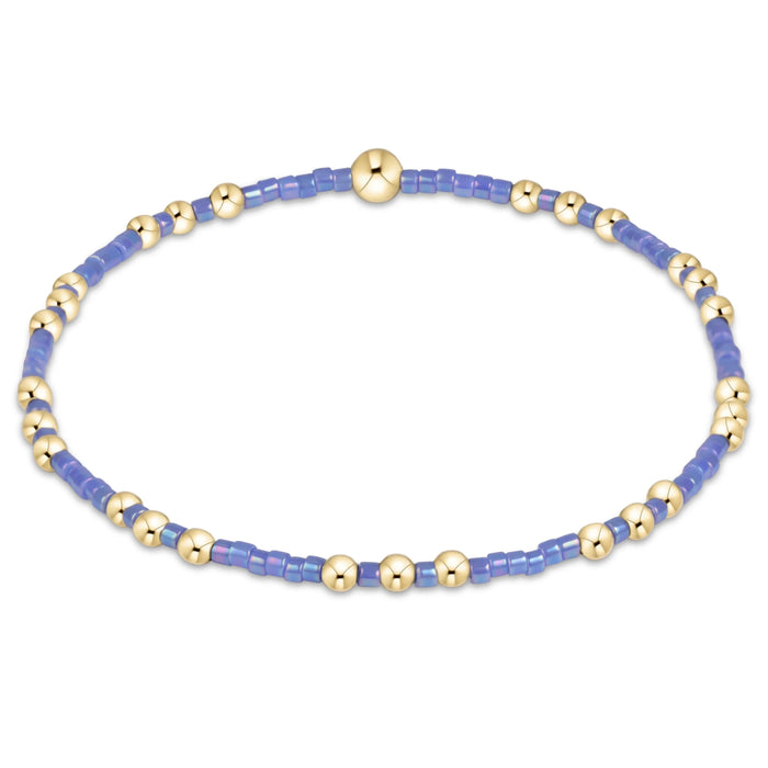 eNewton Hope Joy bracelet in Bright Blue with 2mm seed beads and 14kt gold-filled beads on a stretch cord