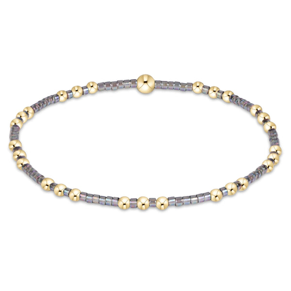 eNewton Hope Joy bracelet in Morning Mist with 2mm seed beads and 14kt gold-filled beads on a stretch cord