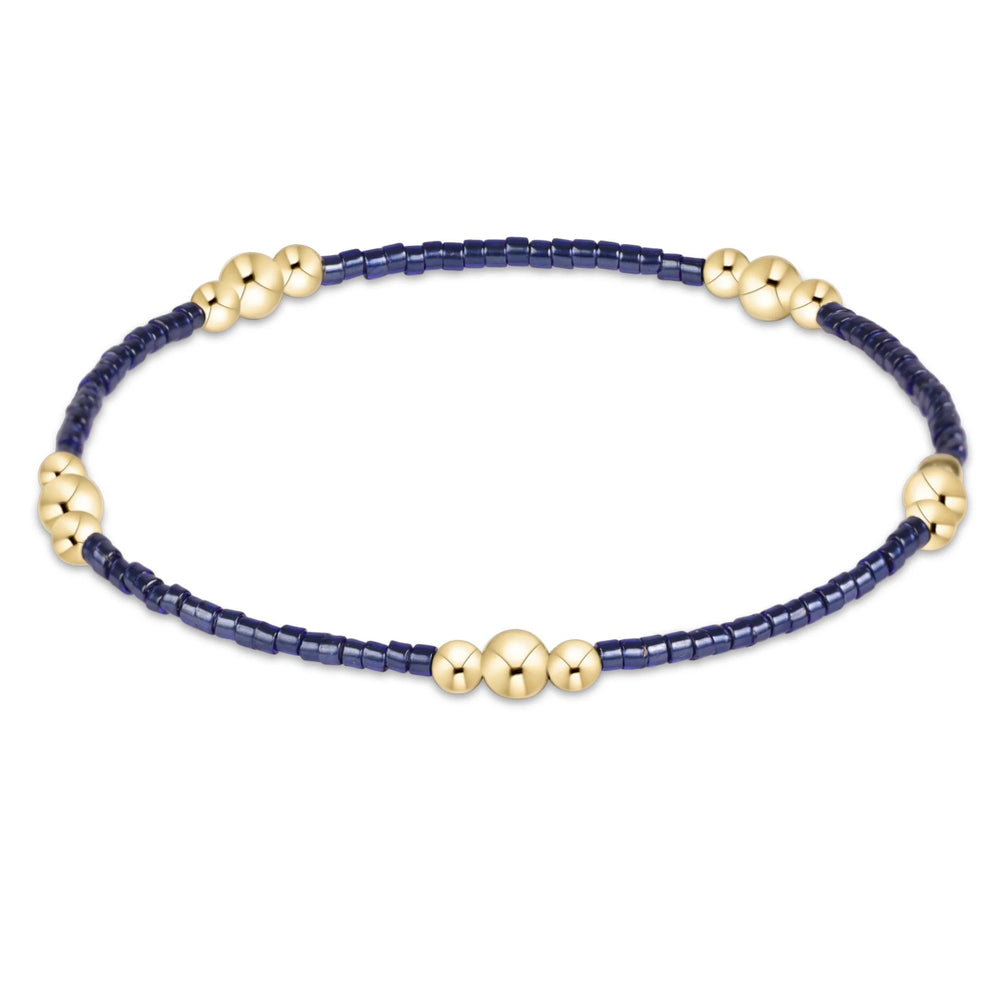 eNewton Hope Purpose Gold bracelet in Navy with seed beads and clustered 14kt gold-filled beads