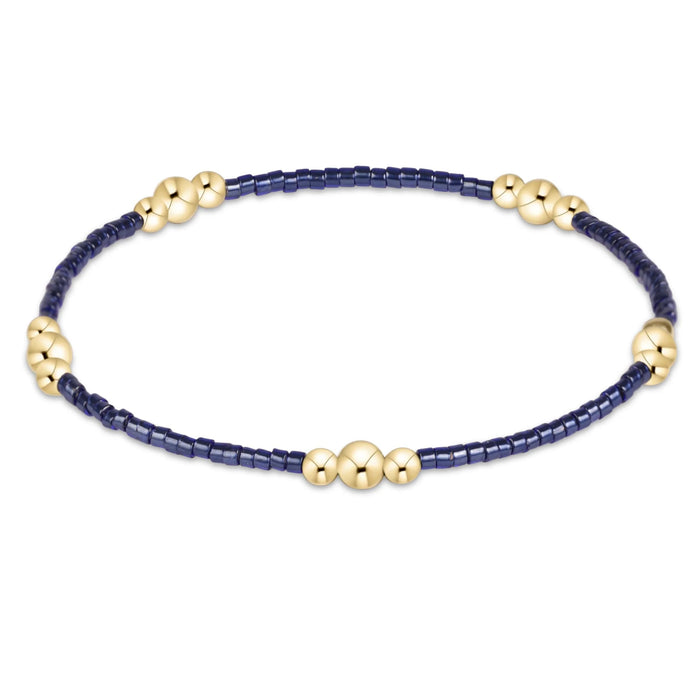 eNewton Hope Purpose Gold bracelet in Navy with seed beads and clustered 14kt gold-filled beads